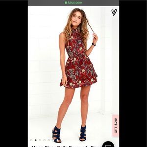 EUC Moon River Calla Burgundy Floral Print Dress